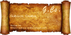 Gubics Csaba névjegykártya
